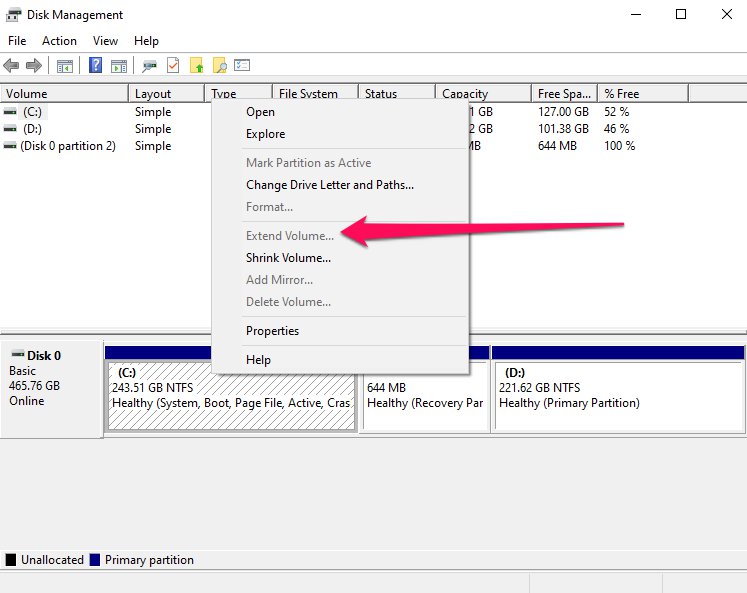 تفعيل خيار "تمديد الحجم"